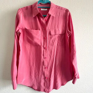 Equipment Femme Silk Blouse Rasberry Pink Long Sleeve Button Down Womens Small